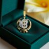 P-072 (18) Elegant 1/2 Cts Round Brilliant Diamonds Unisex Khanda Ek Onkar Pendant 14K Gold