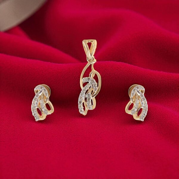 P-075 (6) Classy 0.90 Cts Round Brilliant Cut F/VS1 Diamonds Pendant Earrings Set 14K Gold