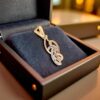 P-075 (7) Classy 0.90 Cts Round Brilliant Cut F/VS1 Diamonds Pendant Earrings Set 14K Gold
