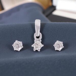 GIA Certified 0.75 Cts F/VS1 Natural Diamonds Pendant Earrings Set Fine 18K Gold
