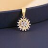 P-077 (5) Stunning 0.35 Cts F/VS1 Round Brilliant Cut Diamonds Unisex Sun Pendant 14K Gold