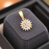 P-077 (6) Stunning 0.35 Cts F/VS1 Round Brilliant Cut Diamonds Unisex Sun Pendant 14K Gold