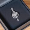 P-078 (6) Pave 3.01 Cts Round Brilliant Cut Natural Diamonds Pendant Earrings Set 14K Gold
