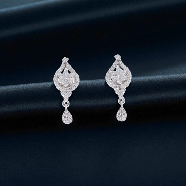 P-078 (7) Pave 3.01 Cts Round Brilliant Cut Natural Diamonds Pendant Earrings Set 14K Gold