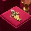 Pave 0.32 Cts Round Brilliant Cut F/VS1 Diamonds Unisex Krishna Pendant 14K Gold