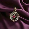 P-084 (14) 3.32 Cts F/VS1 Round Brilliant Cut Natural Diamonds Ruby Pendant 14K Rose Gold