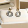 P-085 (20) Pave 2.70 Cts F/VS1 Natural Diamonds Interlocking Pendant Earrings Set 14K Gold
