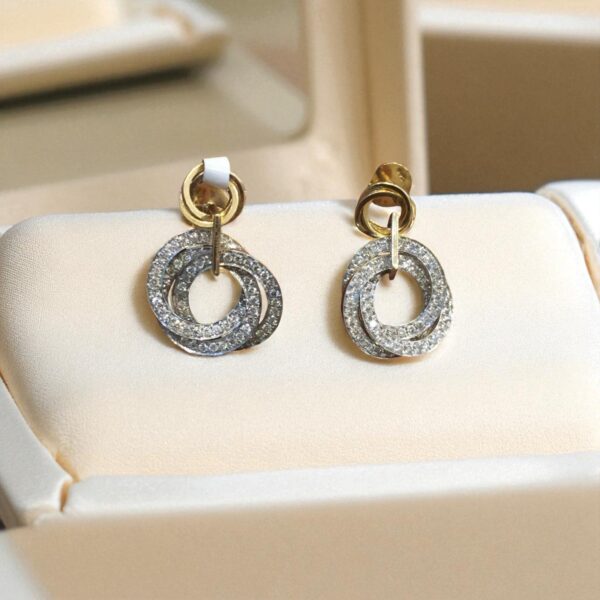 P-085 (20) Pave 2.70 Cts F/VS1 Natural Diamonds Interlocking Pendant Earrings Set 14K Gold