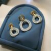 P-085 (23) Pave 2.70 Cts F/VS1 Natural Diamonds Interlocking Pendant Earrings Set 14K Gold
