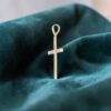 P-086 (7) Exquisite 0.20 Cts Round Brilliant F/VS1 Diamonds Unisex Cross Pendant 14K Gold