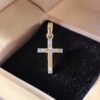 P-089 (5) Classy 0.20 Cts Round Brilliant F/VS1 Diamonds Unisex Cross Pendant In 14K Gold