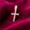 P-089 (6) Classy 0.20 Cts Round Brilliant F/VS1 Diamonds Unisex Cross Pendant In 14K Gold