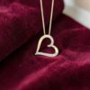 Dazzling 0.40 Cts Round Brilliant F/VS1 Diamonds Heart Pendant 14K Yellow Gold