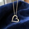 Dazzling 0.40 Cts Round Brilliant F/VS1 Diamonds Heart Pendant 14K Yellow Gold