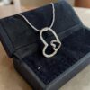 Pave 0.70 Cts Round Brilliant F/VS1 Diamonds Double Heart Pendant 14K White Gold