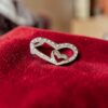 Pave 0.70 Cts Round Brilliant F/VS1 Diamonds Double Heart Pendant 14K White Gold