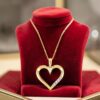 0.30 Cts Round Brilliant F/VS1 Diamonds Open Heart Pendant In 14K Gold