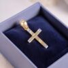 P-096 (6) Elegant 0.15 Cts Round Brilliant F/VS1 Diamonds Unisex Cross Pendant In 18K Gold