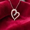 Pave 0.30 Cts Round Brilliant F/VS1 Diamonds Love Heart Pendant In 14K Rose Gold