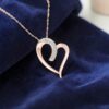 Pave 0.30 Cts Round Brilliant F/VS1 Diamonds Love Heart Pendant In 14K Rose Gold
