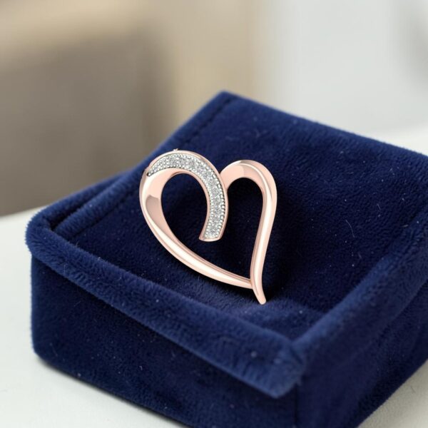 Pave 0.30 Cts Round Brilliant F/VS1 Diamonds Love Heart Pendant In 14K Rose Gold