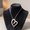 Pave 0.30 Cts Round Brilliant F/VS1 Diamonds Love Heart Pendant In 14K Rose Gold