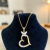 P-098 (5) Stunning 1/2 Cts Round Brilliant F/VS1 Diamonds Butterfly Heart Pendant 14K Gold