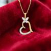P-098 (6) Stunning 1/2 Cts Round Brilliant F/VS1 Diamonds Butterfly Heart Pendant 14K Gold
