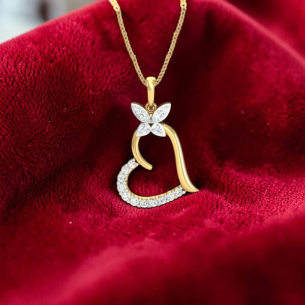 P-098 (6) Stunning 1/2 Cts Round Brilliant F/VS1 Diamonds Butterfly Heart Pendant 14K Gold