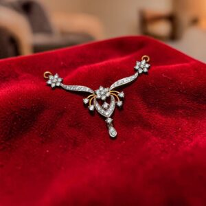 Pave 1.22 Cts Round Brilliant F/VS1 Diamonds Mangalsutra Pendant 14K Yellow Gold