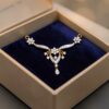 Pave 1.22 Cts Round Brilliant F/VS1 Diamonds Mangalsutra Pendant 14K Yellow Gold