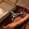 Pave 1.22 Cts Round Brilliant F/VS1 Diamonds Mangalsutra Pendant 14K Yellow Gold