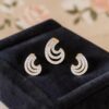 Pave 1.25 Cts Round Brilliant F/VS1 Diamonds Comma Pendant Earrings Set 18K Gold