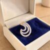 Pave 1.25 Cts Round Brilliant F/VS1 Diamonds Comma Pendant Earrings Set 18K Gold