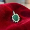 Dazzling 6.30 Cts Round Brilliant F/VS1 Diamonds Emerald Pendant 14K White Gold