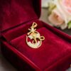 Gorgeous 0.28 Cts Round Brilliant F/VS1 Diamonds Unisex Ganesha Pendant 14K Gold