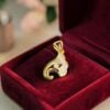 P-107 (22) Exquisite 0.15 Cts Round Brilliant F/VS1 Diamonds Lord Ganesha Pendant 14K Gold