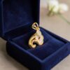 P-107 (25) Exquisite 0.15 Cts Round Brilliant F/VS1 Diamonds Lord Ganesha Pendant 14K Gold