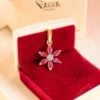 P-109 (9) 4.83 Ct Round Brilliant F/VS1 Diamonds Ruby Pendant Earrings Set 18K Yellow Gold
