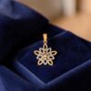 Pavé 2.35 Cts Round Brilliant F/VS1 Diamonds Floral Pendant Earrings In 14K Gold