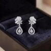 3.66 Cts Round Baguette Shape F/VS1 Diamonds Pendant Earrings Set in 14K White Gold