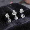 3.66 Cts Round Baguette Shape F/VS1 Diamonds Pendant Earrings Set in 14K White Gold