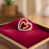 P-112 (4) Pavé 0.30 Cts Round Brilliant F/VS1 Diamonds Heart Shape Pendant 18K Yellow Gold