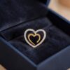 P-112 (6) Pavé 0.30 Cts Round Brilliant F/VS1 Diamonds Heart Shape Pendant 18K Yellow Gold