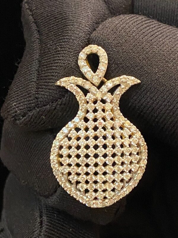 P-468 (2) Pave 1.58 Cts Round Brilliant Cut Diamonds Pendant In 585 Fine 14K Yellow Gold