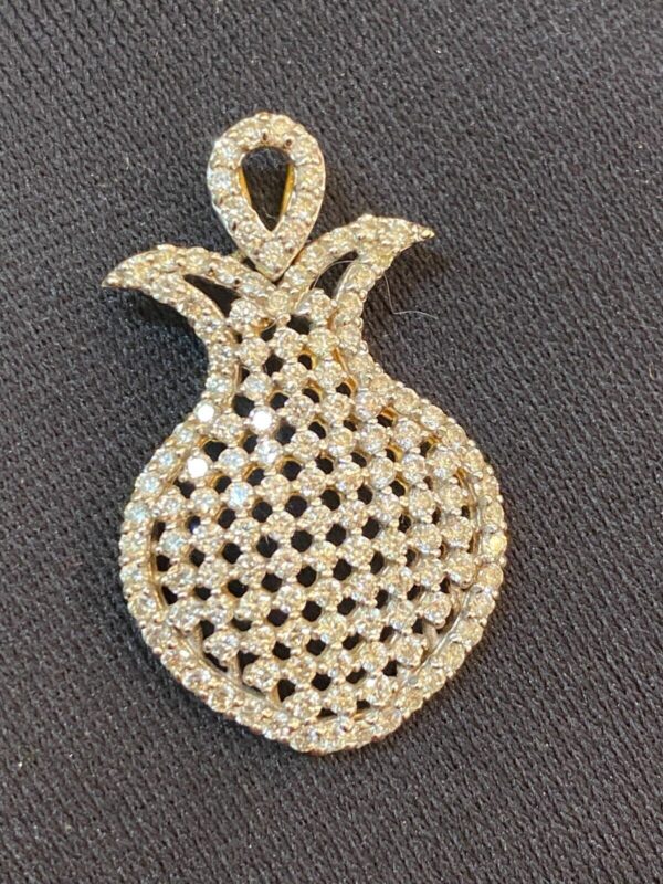 P-468 (6) Pave 1.58 Cts Round Brilliant Cut Diamonds Pendant In 585 Fine 14K Yellow Gold