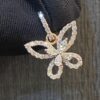 P-469 (2) Stunning 1.12 Cts Round Marquise Pear Cut Diamonds Butterfly Pendant In 14K Gold
