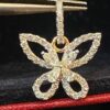P-469 (3) Stunning 1.12 Cts Round Marquise Pear Cut Diamonds Butterfly Pendant In 14K Gold