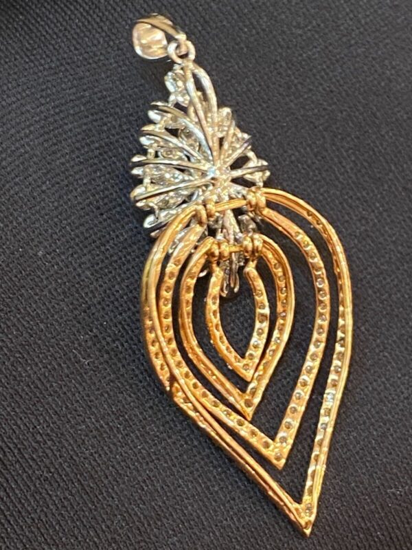 Pave 2.20 Cts Round Brilliant Cut Natural Diamonds Pendant In 585 Solid 14K Gold