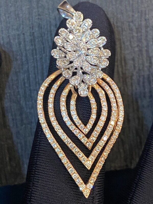 Pave 2.20 Cts Round Brilliant Cut Natural Diamonds Pendant In 585 Solid 14K Gold